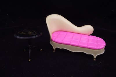 VINTAGE MARX LITTLE MISS DEB DOLL HOUSE FURNITURE TILT TABLE & CHAISE LOUNGE