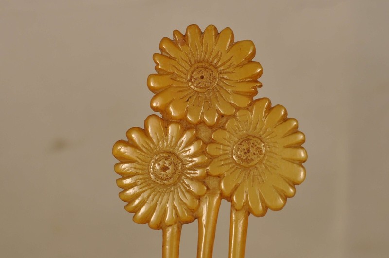 Peigne A Chignon Ancien Art Nouveau Antique Horn Comb