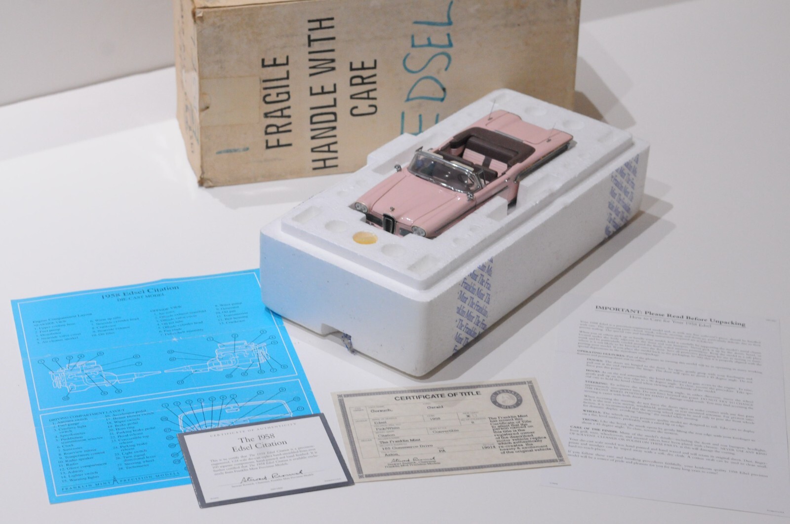 値下げしました！フランクリンミント1958 Edsel Citation 1/43 Scale 1958 Ford Edsel Citation Convertible by the
