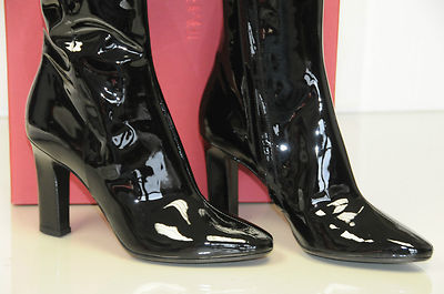 Pre-owned Tamara Mellon $995  Follow Me Patent Leather Mid Calf Black Boots Shoes 40.5