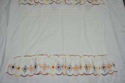 2 VINTAGE 24'' x 36'' embroidered CAFE CURTAIN PANELS EAMES Design RETRO chic NOS