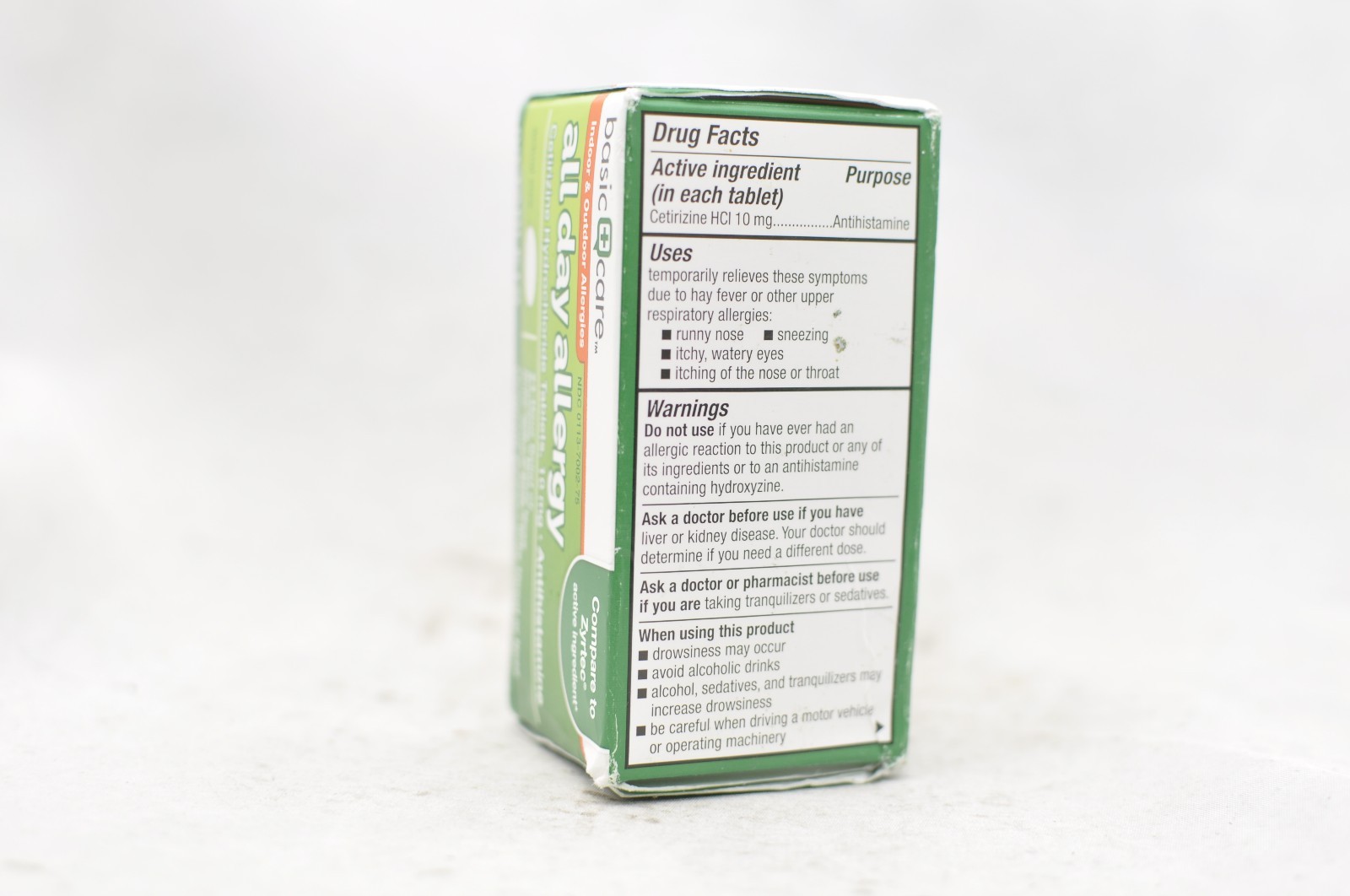 Basic Care All Day Allergy Cetirizine HCl Original 90 Tablets