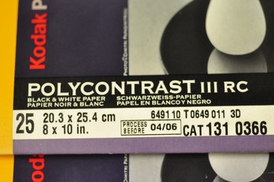 Kodak Polycontrast III RC E Lustre black & white paper 8x10  25 sheets ea. 2 pkg
