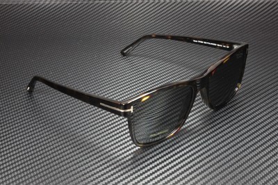 Pre-owned Tom Ford Giulio Ft0698 52d Shiny Dk Havana Smoke Polarized 59mm Men's Sunglasses In Gray