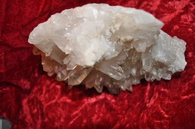 Quartz crystal cluster Museum specimen cabinet display Brazil Crystals both side