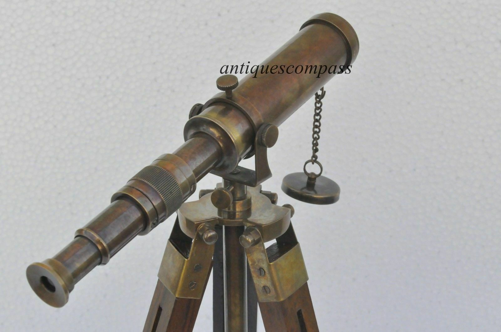 Antique Brass Marine Nautical Telescope Spy Maritime Wooden Tripod Stand Gift