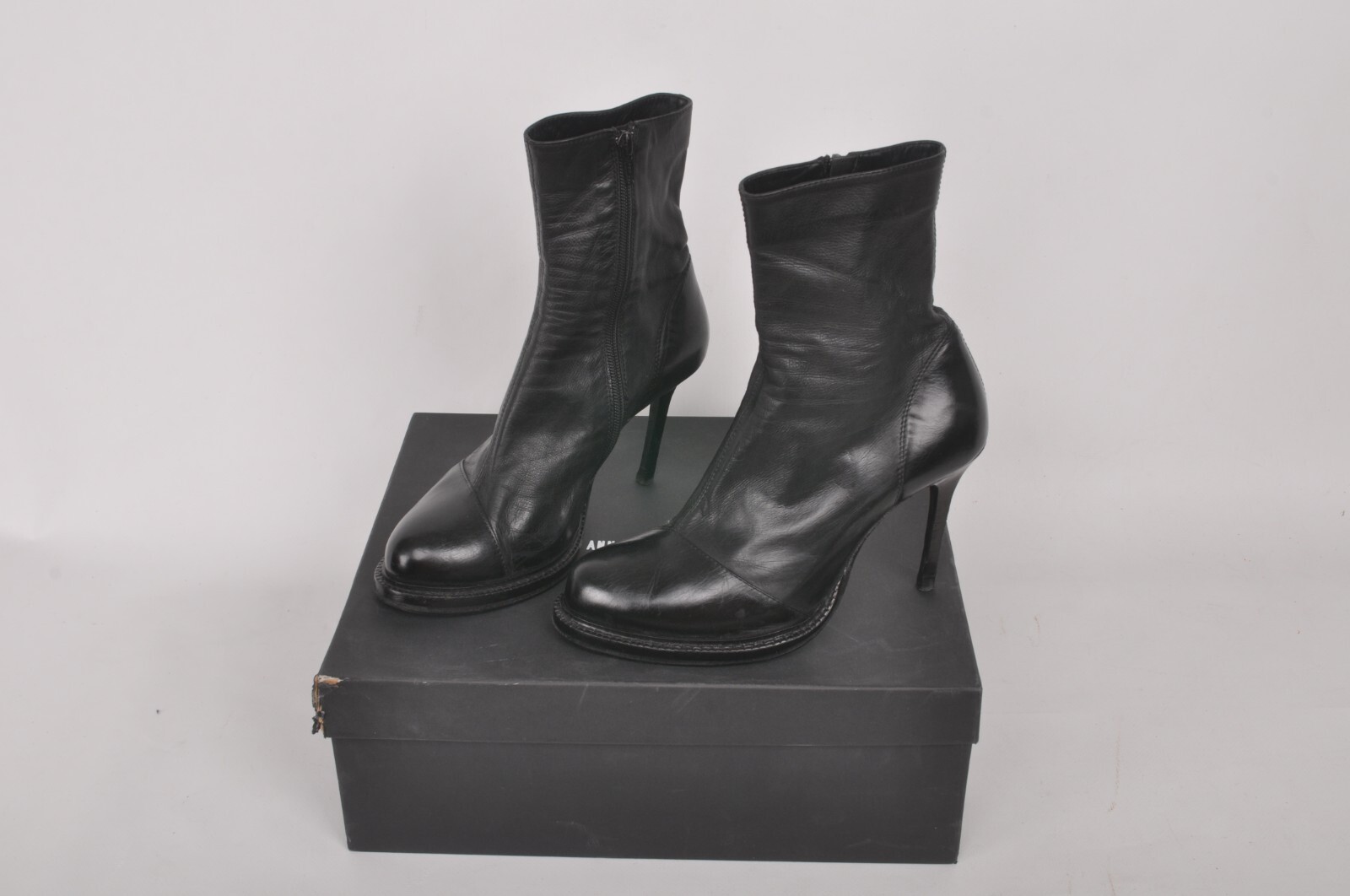 Ann Demeulemeester Stiletto Ankle Boots Shoes Black Size EU