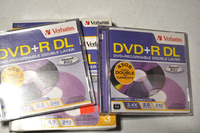 LOT OF 2 Verbatim DVD+R DL (Double Layer Recordable) 2.4x 8.5GB DVDs NEW SEALED 