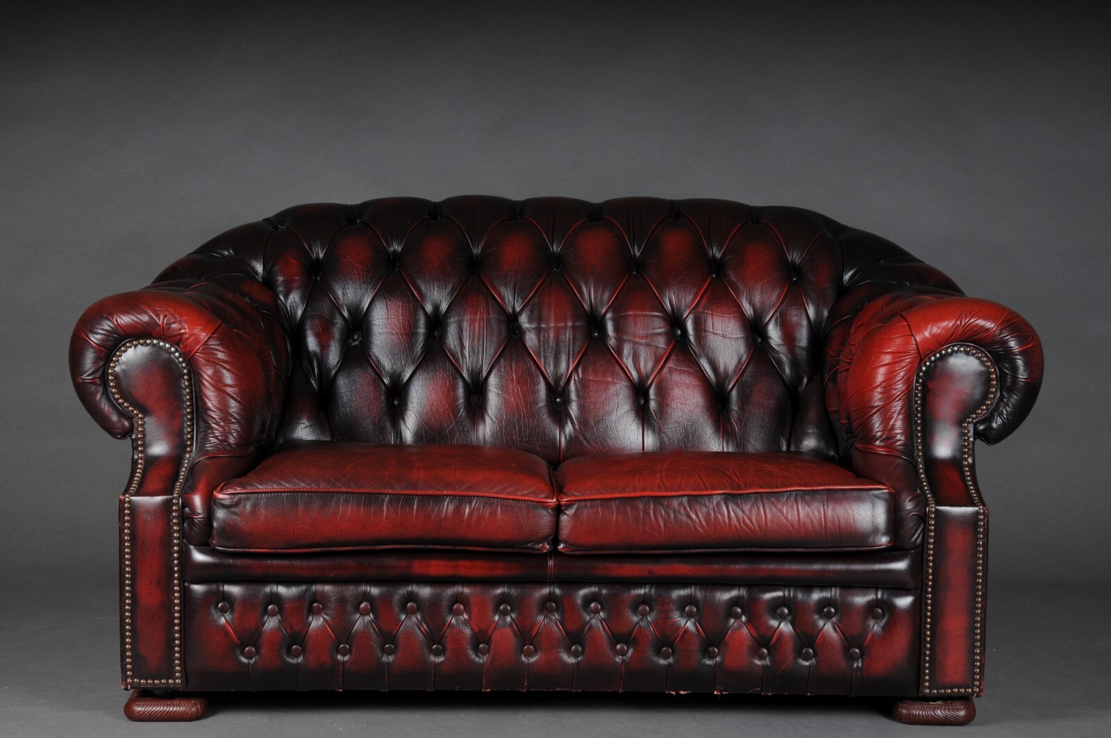 vintage sofa 片肘2Pワインレッド　革張り vintage sofa 片肘2Pワインレッド 革張り ソファ・ソファベッド