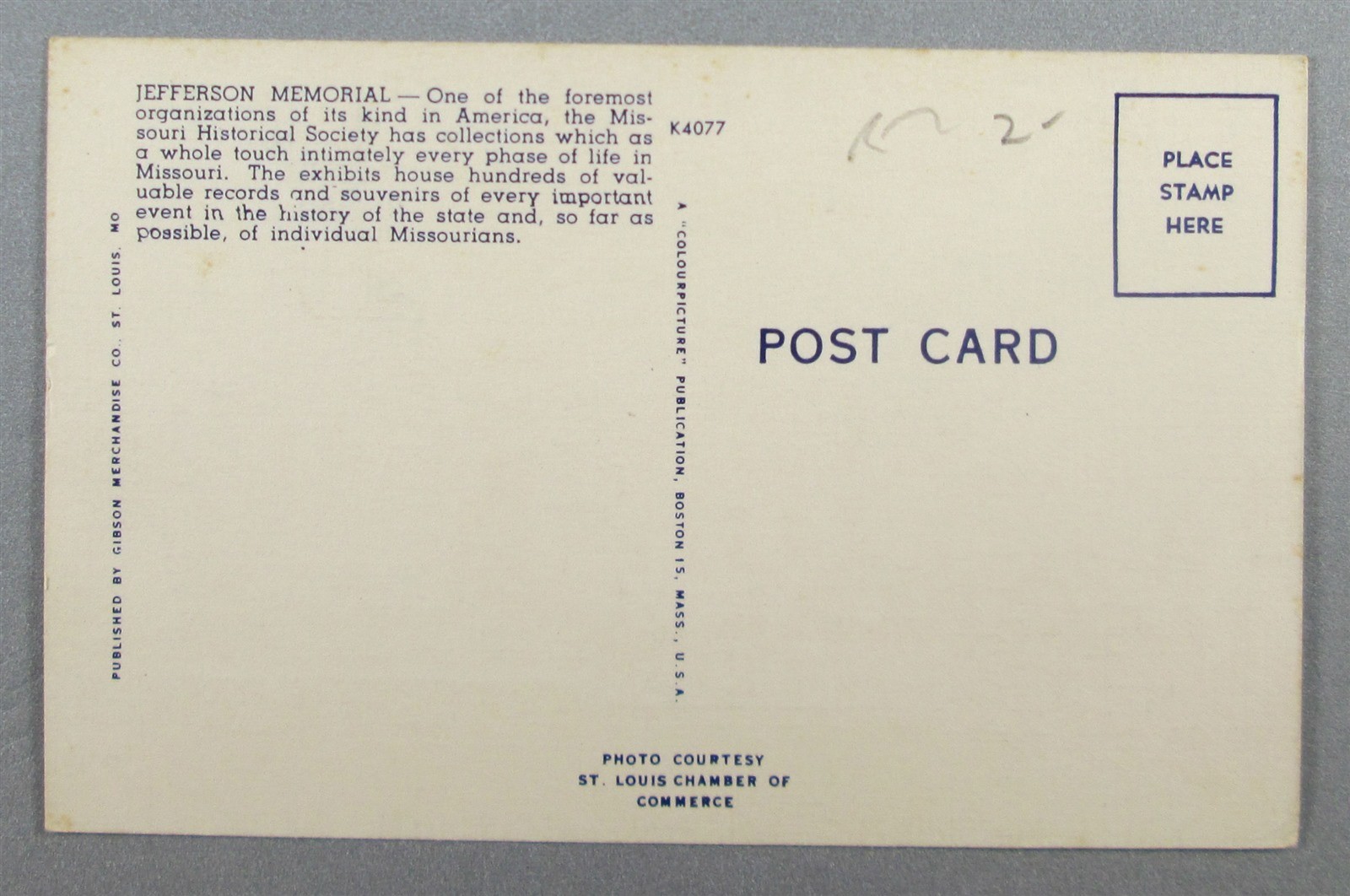 Jefferson Memorial, St. Louis, MO Postcard (#5550)