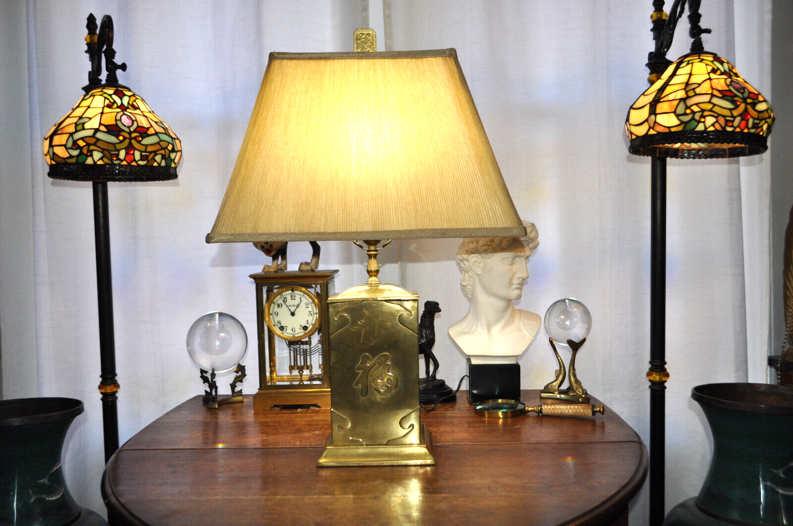 未使用保管品 WILDWOOD LAMP 高級 テーブルランプB「MO9161」 Vintage Wildwood Oriental Brass Table Lamp Original Rocky