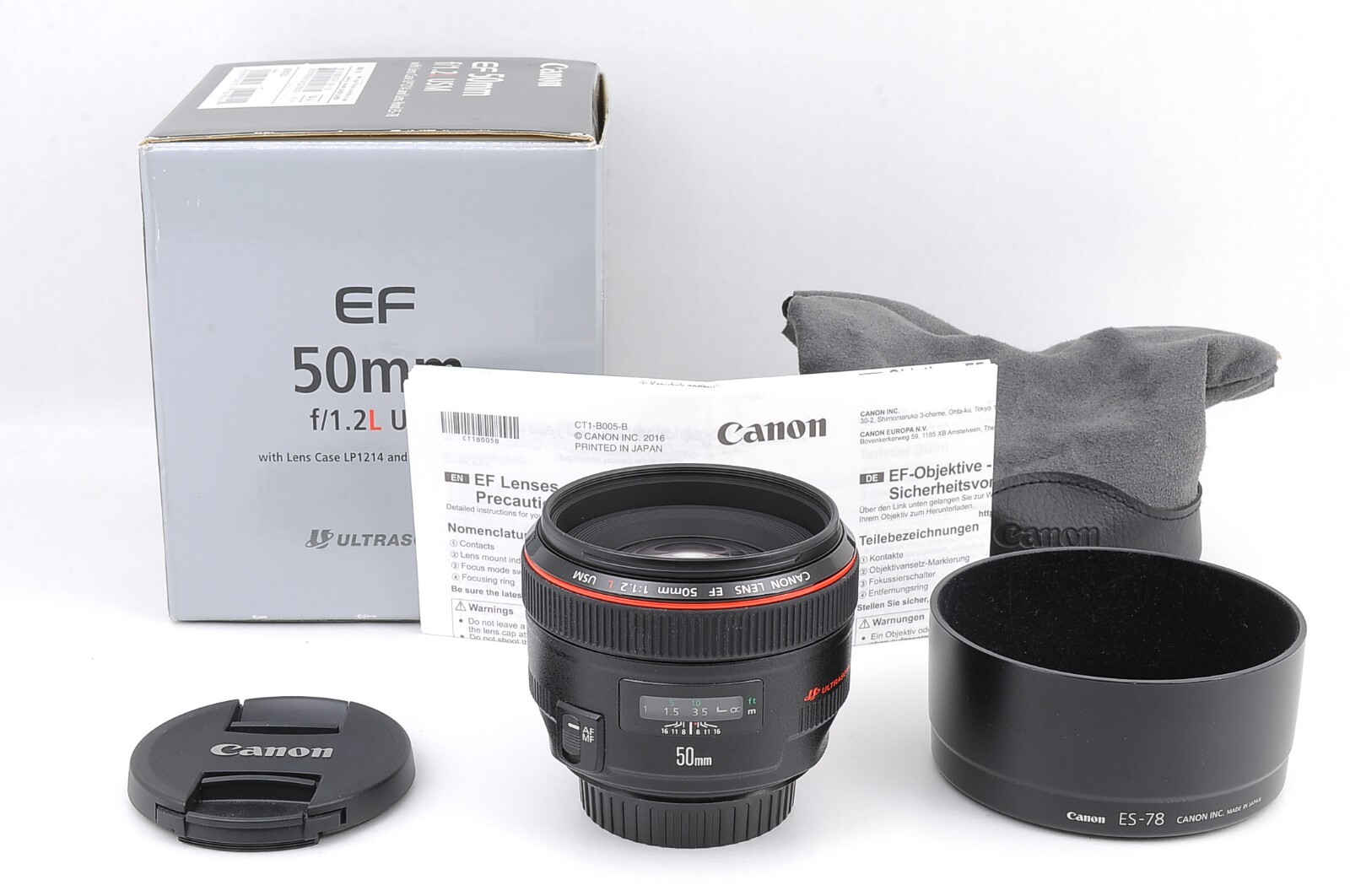 Canon EF 50mm F/1.2 L USM Lens + Hood [Mint] in Box from