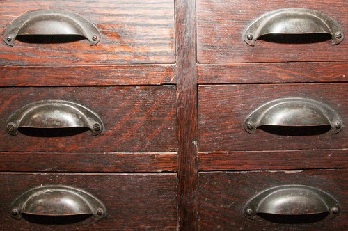Antique Architect Oak Cabinet