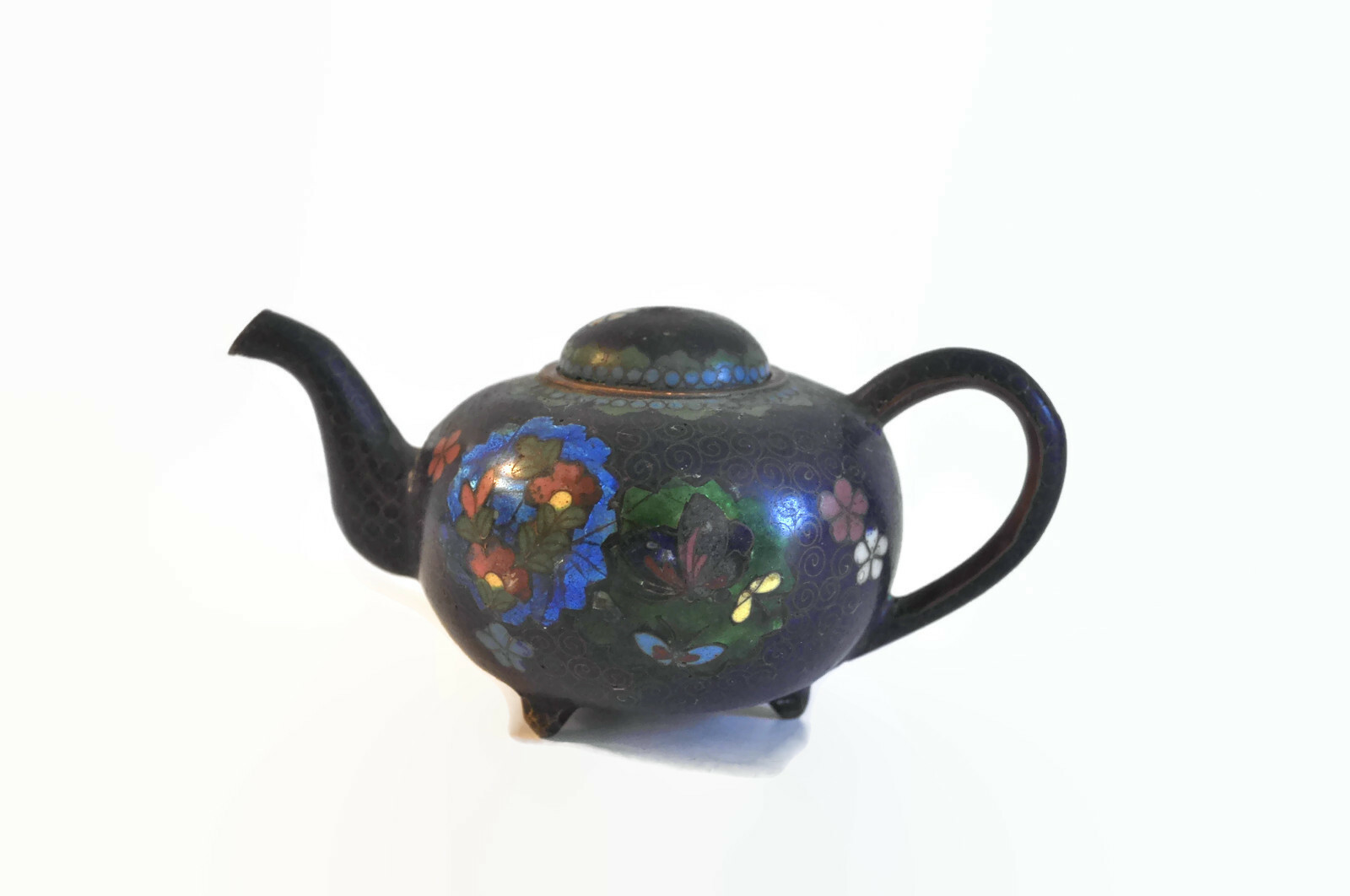 Antique Japanese Cloisonne Teapot 19th Century Meiji Era 1800s Enamel Small Pot