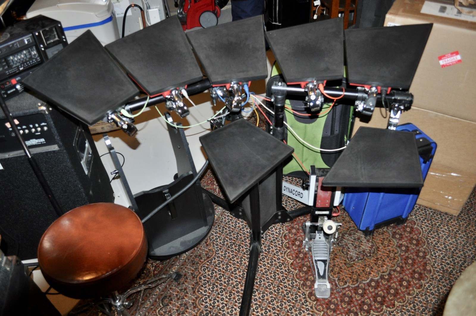 DYNACORD Original Stand + Drum Pads (5 RED / 2 GREY) + Bass Pad + 7 Tom Arms