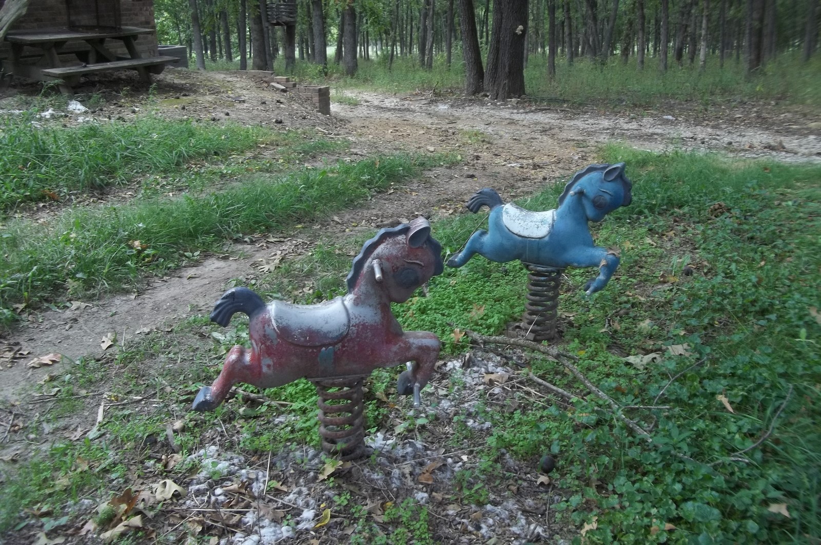 2  Vintage Horses Playground Rocker Ride w/ Spring  Antique Kids Toy