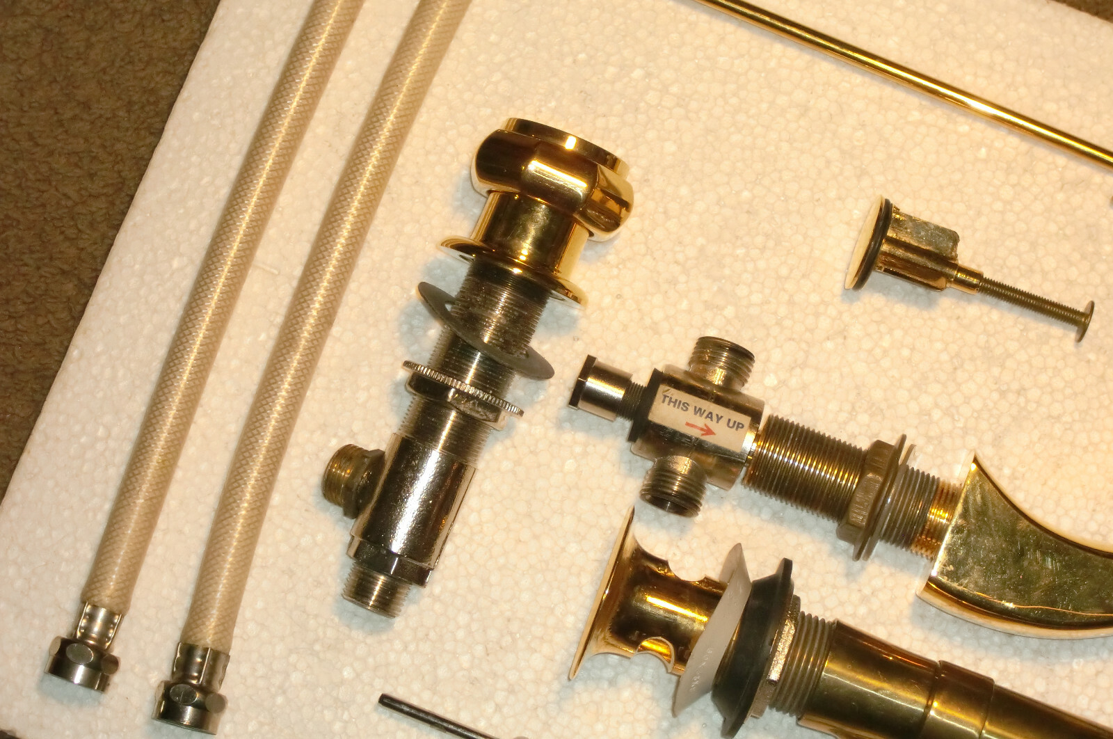 NOS 1960's VINTAGE HEAVY CAST BRASS GOLD - PLATED VANITY  SET.