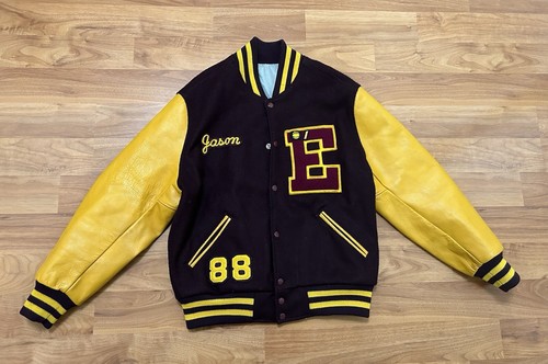 Vintage 80s Athletic Seattle Varsity Jacket Bomber Leather