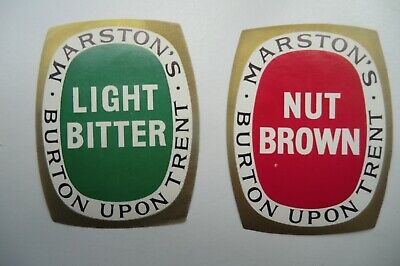 MINT PAIR MARSTON'S BURTON NUT BROWN & LIGHT BITTER BREWERY BEER BOTTLE LABELS 