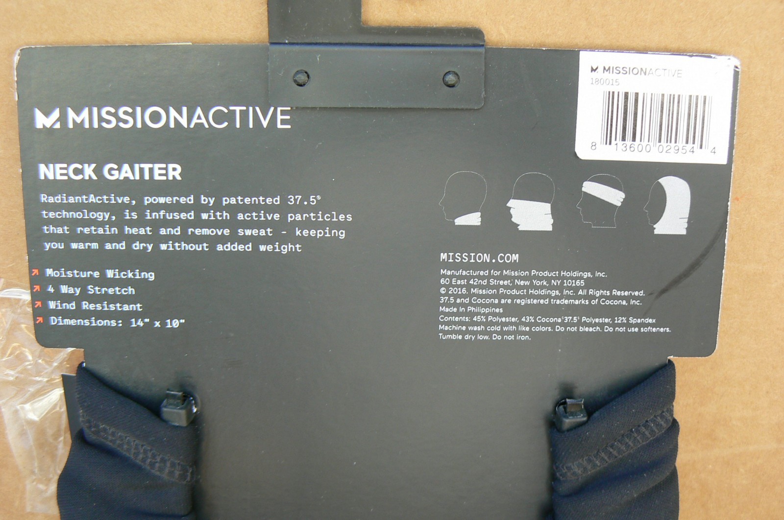 Mission Radiant Active Neck Gaiter, Black, One Size NEW