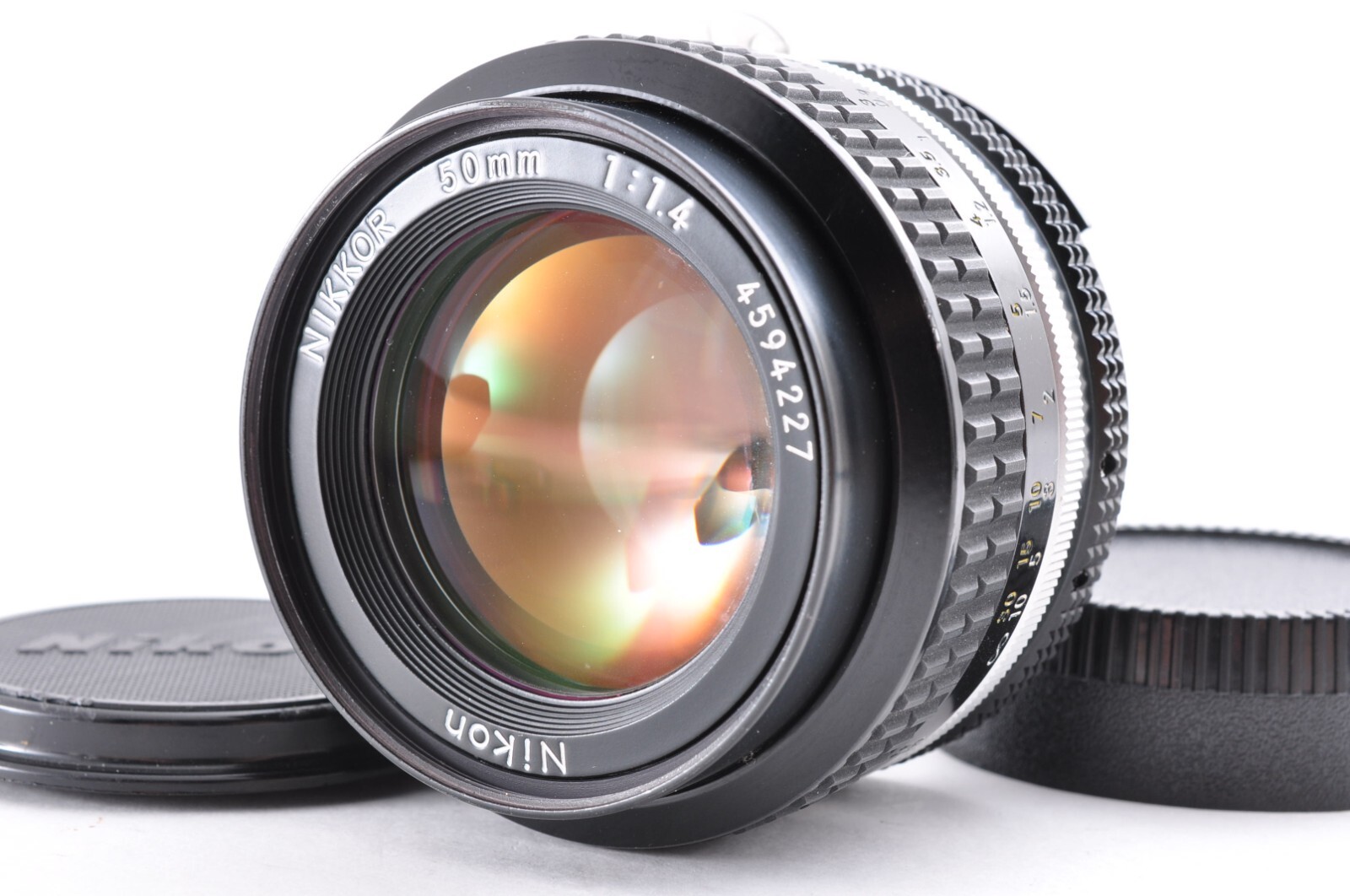 【美品】Nikon Ai 50mm f1.4 純正キャップ&フィルター付き Nikon Ai Nikkor 50mm f1.4【Near MINT】 MF Standard Lens F