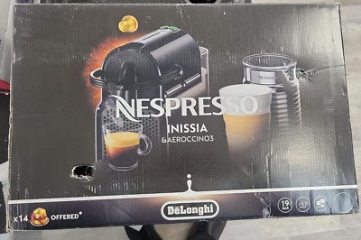 Nespresso Inissia & Aeroccino3 EN80BAE Frother Espresso Machine Latte Open box