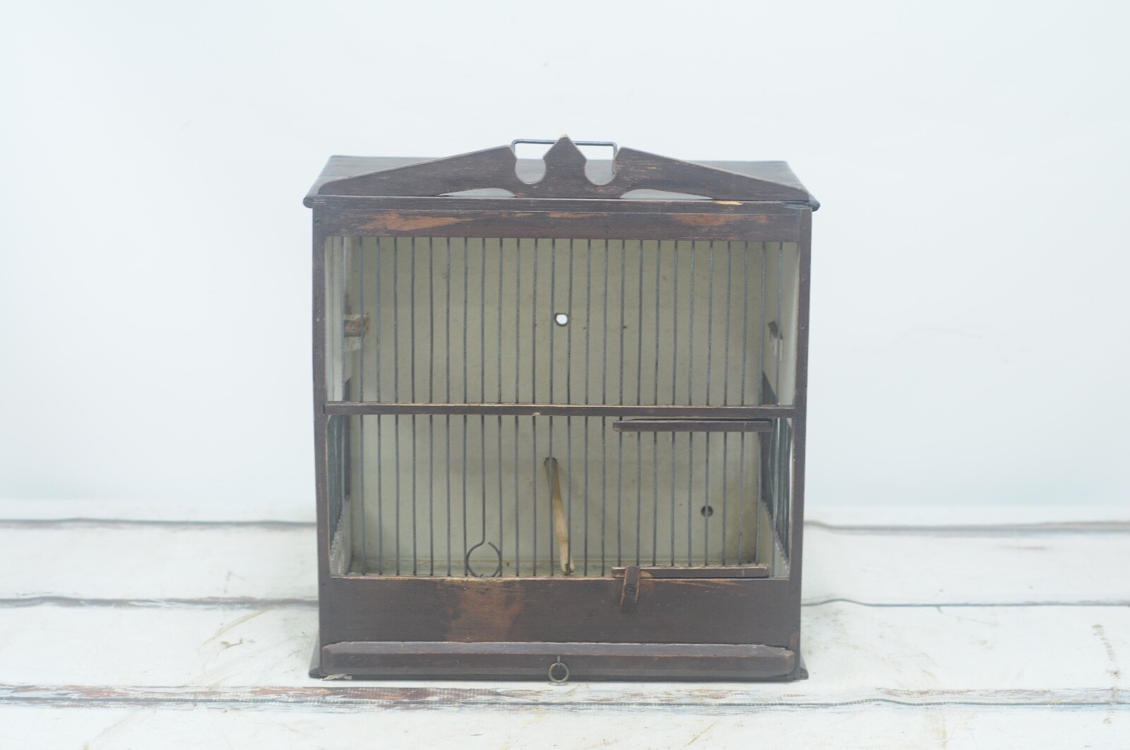 Rectangular Shaped Bird . Victorian Wood Bird Cage