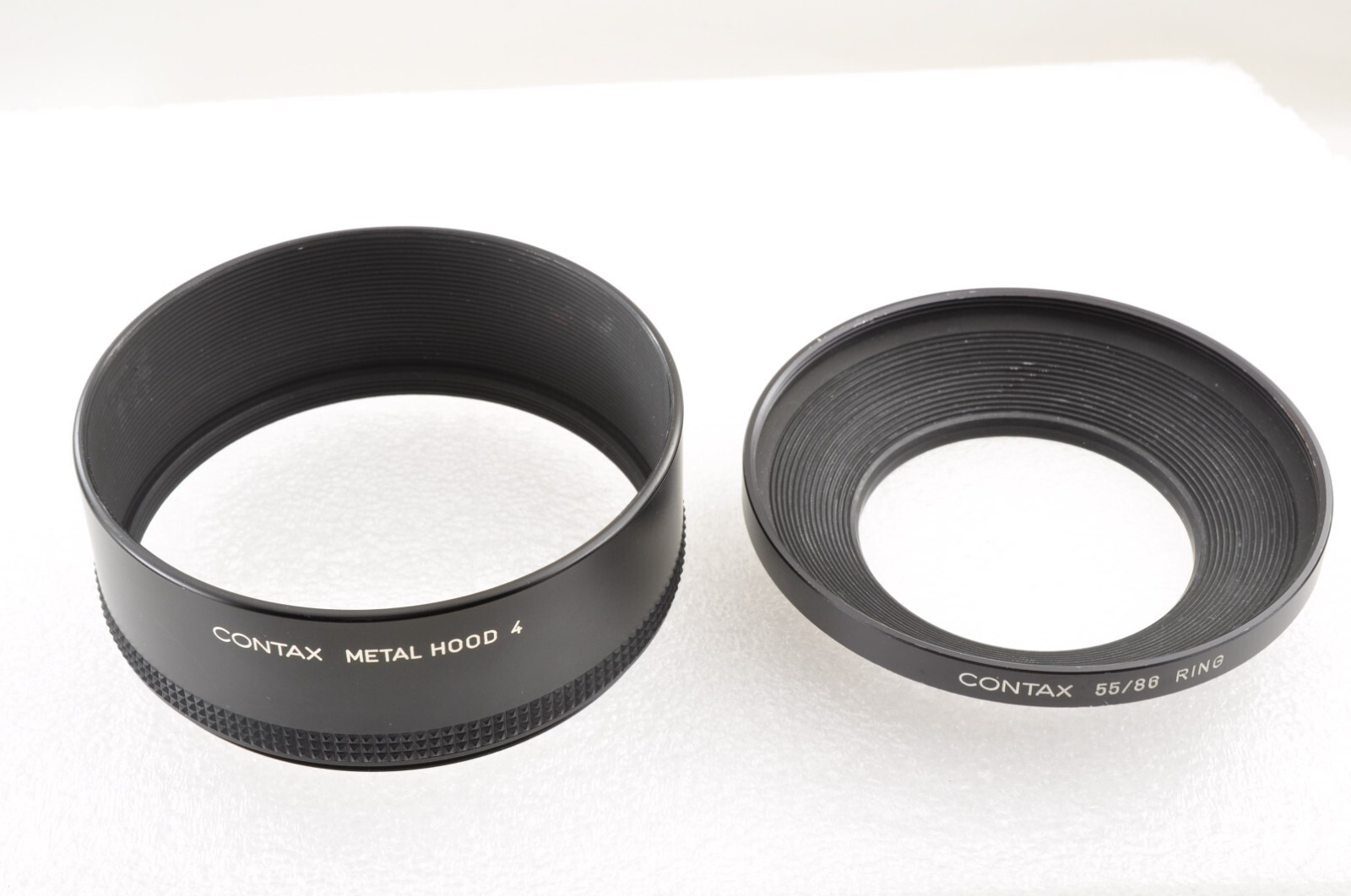 Contax Metal Hood 4 w/55/86 Adapter Ring Set Near Mint From