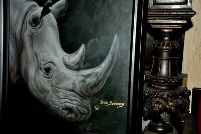 The most Beautiful Rhinoceros  Head   Painting by well known Artist 