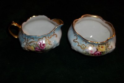 Antique 1909 BRC MOLIERE Germany Fine German Porcelain Cream & Sugar Bowl ~ROSES