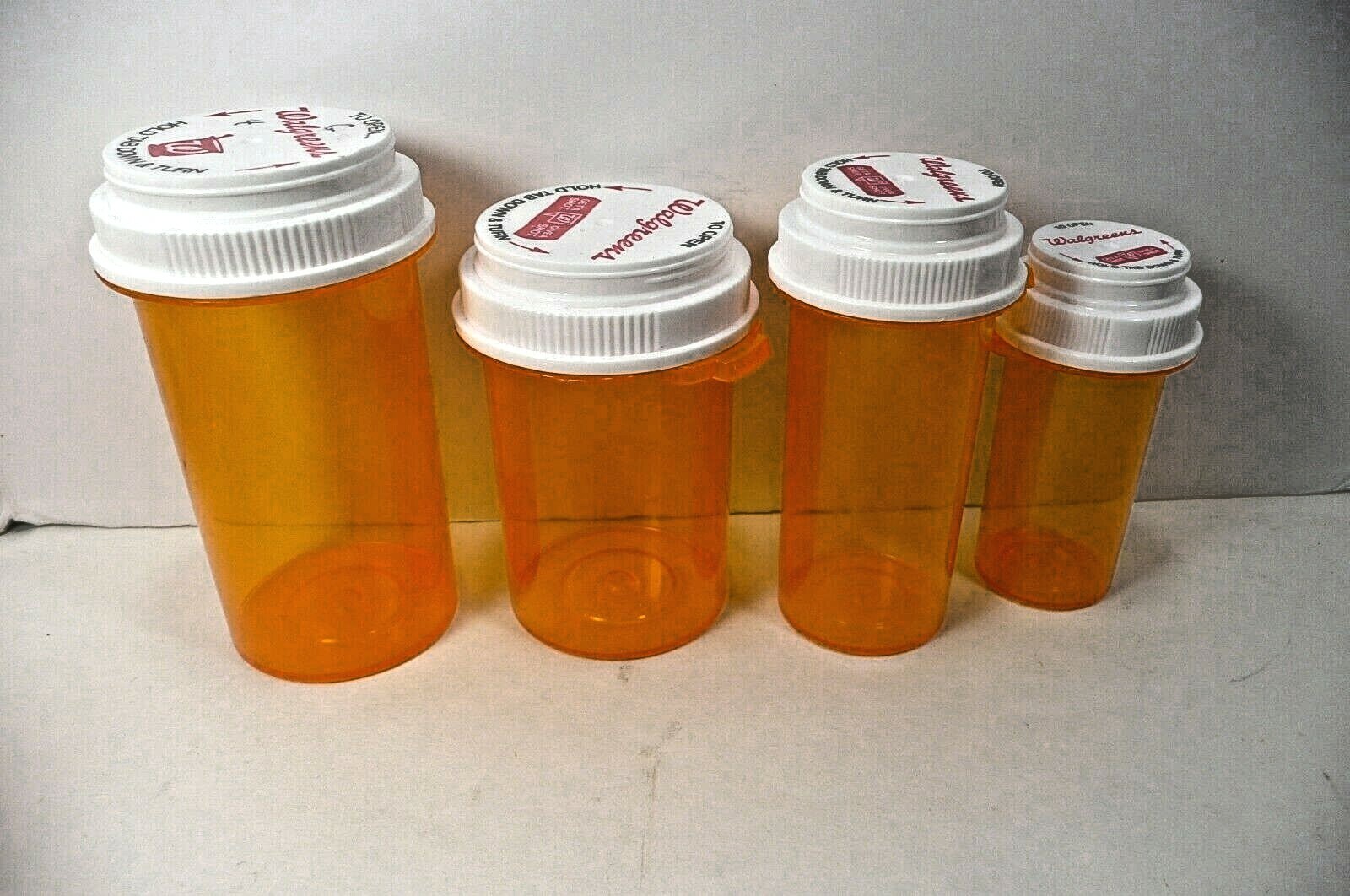 Prescription Bottle Pharmacy MIXED Lot Of 26 Empty Amber Plastic w/lids
