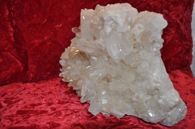 Quartz crystal cluster Museum specimen cabinet display Brazil Crystals both side