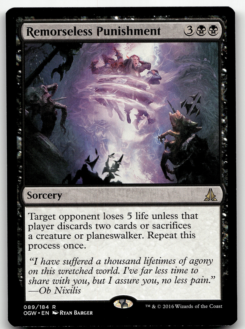 Remorseless Punishment 2x FOIL OGW MTG Oath of the Gatewatch Rare MINT black Remorseless Punishment 2x FOIL OGW MTG Oath of the Gatewatch Rare MINT black