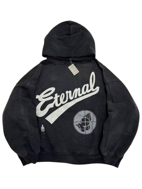 Fear of God x Saint Mxxxxxx Eternal hoodie Black Cotton Hooded Pullovers Men's