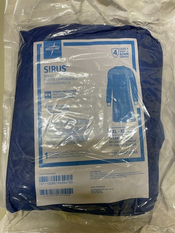 Medline Sirus Level 4 Surgical Gown Xxlxlong. Polyreinforced. Dynjp2206s