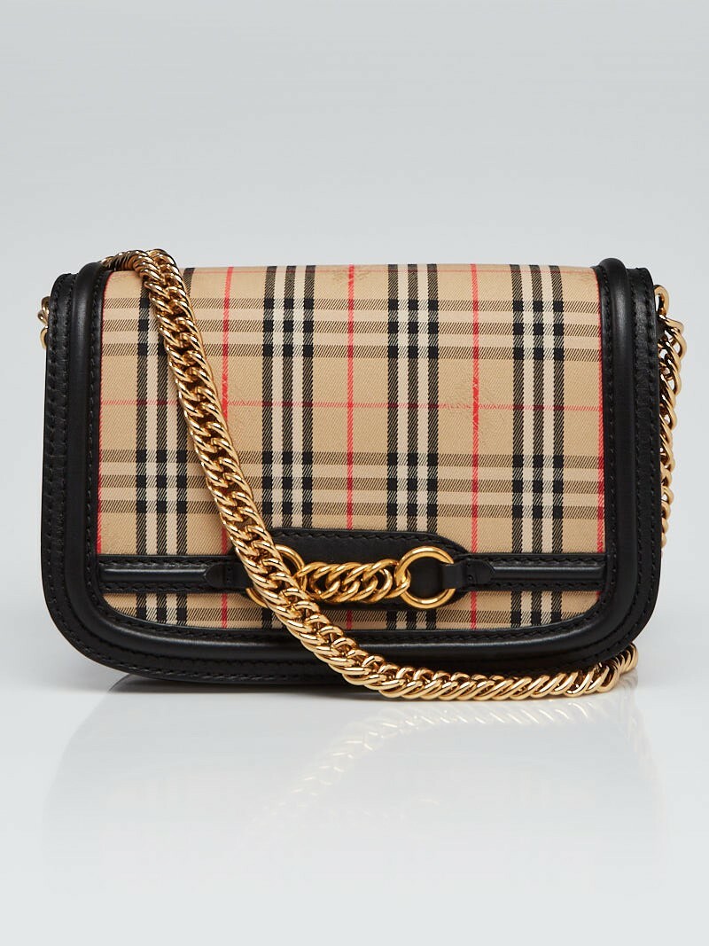NEW BURBERRY RUNWAY LINK CHECK SHOULDER BAG WOMENS WITH