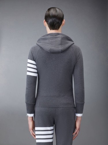 Pre-owned Thom Browne Classic Loopback 4-bar Full Zip Hoodie Dark Grey Sz 00 (xxs) In Gray