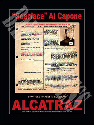 Al Capone Mafia Gangster Mug Shot/Rap Sheet Poster - Alcatraz 1934 - Exclusive