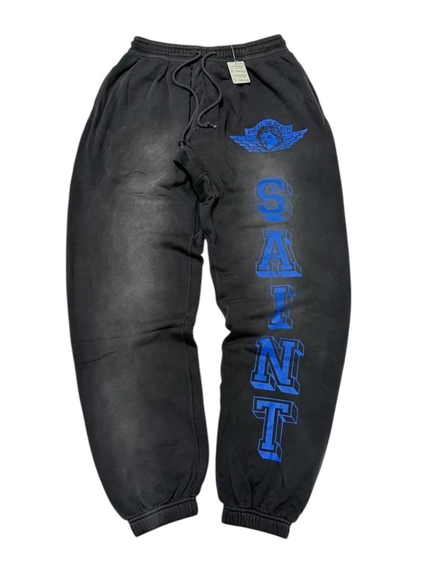 SAINT Mxxxxxx Angel Sweatpants Black Cotton Men's Hooded Set