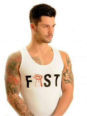 100% weies Baumwoll-Tanktop ikonischem FIST-Logo GAY T-Shirt fist Fetish Gear