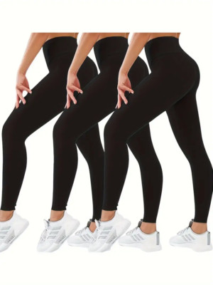 3-Pack Women's High-Waisted, Leggings for Women Premium Cotton,  Yoga Pants