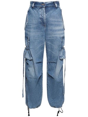 BNWT Women s MSGM Cargo Utility Jeans IT38 UK6 Light Wash Denim RRP £580