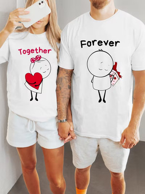 Couple Matching T-Shirts “Always Together” Anniversary Valentine’s Day Gift Tees