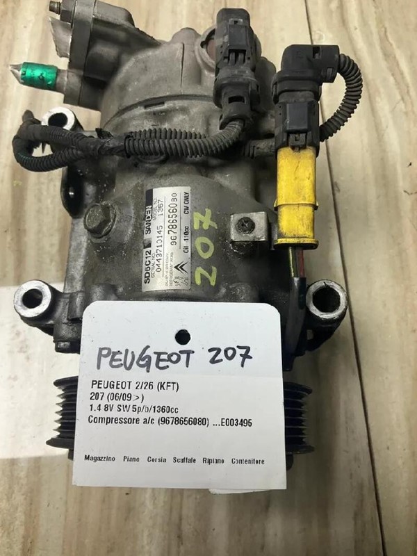 9678656080 COMPRESSORE A/C PEUGEOT 207 (06/09>) 1.4 8V SW 5P/B/1360CC 2009