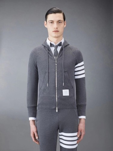 Pre-owned Thom Browne Classic Loopback 4-bar Full Zip Hoodie Dark Grey Sz 00 (xxs) In Gray