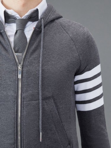 Pre-owned Thom Browne Classic Loopback 4-bar Full Zip Hoodie Dark Grey Sz 00 (xxs) In Gray