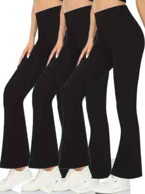 3-Pack Flare Women's High-Waisted, Leggings for Women Premium Cotton, Yoga Pants