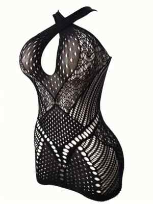 Seductive Fishnet Lingerie Dress - Body-Hugging, Curve-Accentuating Bodycon