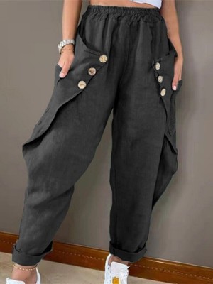 2023 Cotton and Linen Trousers Women's Waist Harem Trousers Joggers Women Pants
