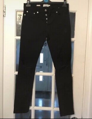 Black Topman Stretch Skinny Fit Ripped Jeans Size 30R